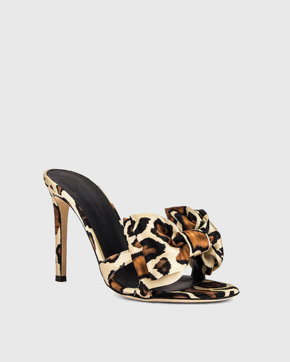 Romana Leopard Print Bow Slippers