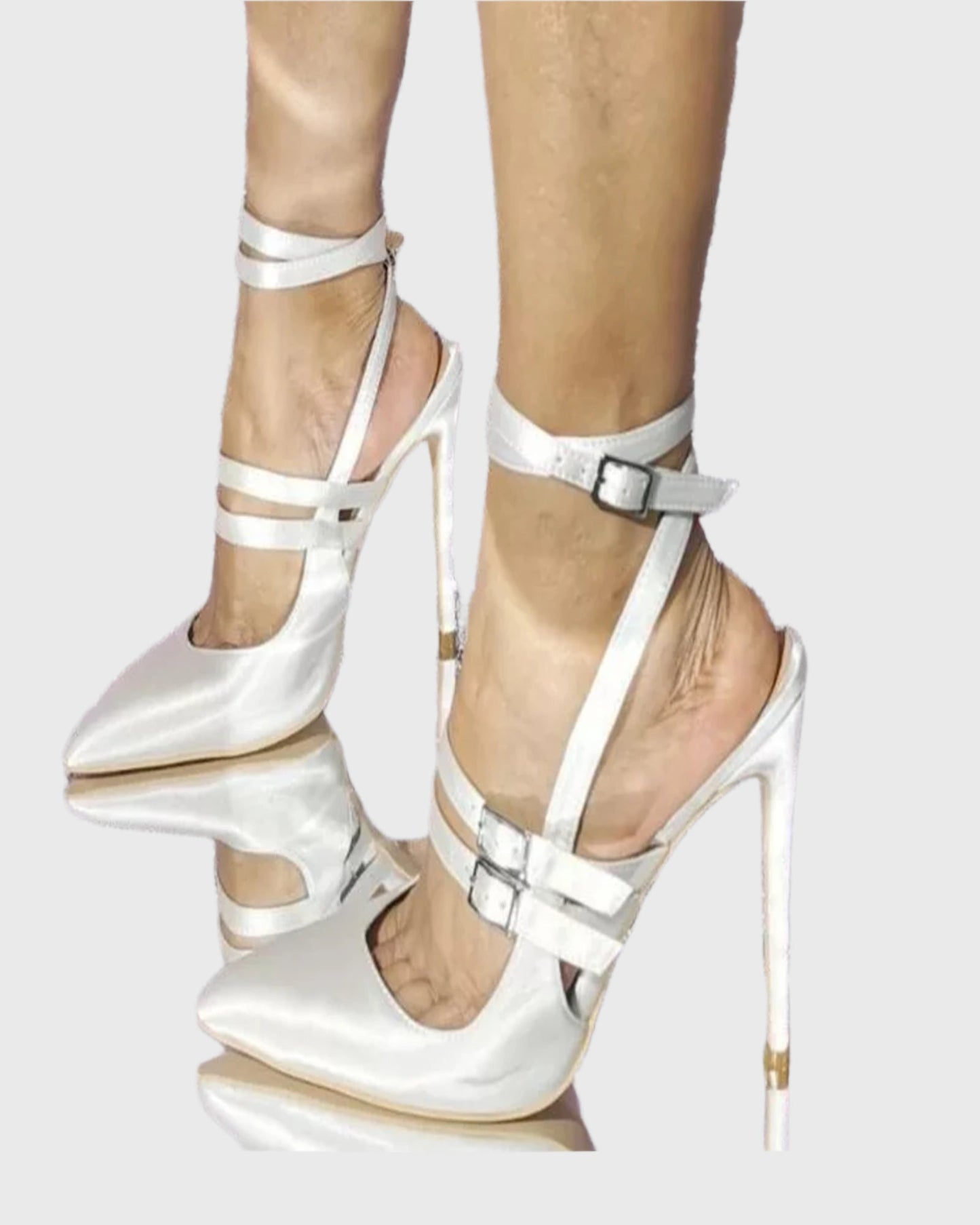 Rory Buckle Strap Satin Pumps