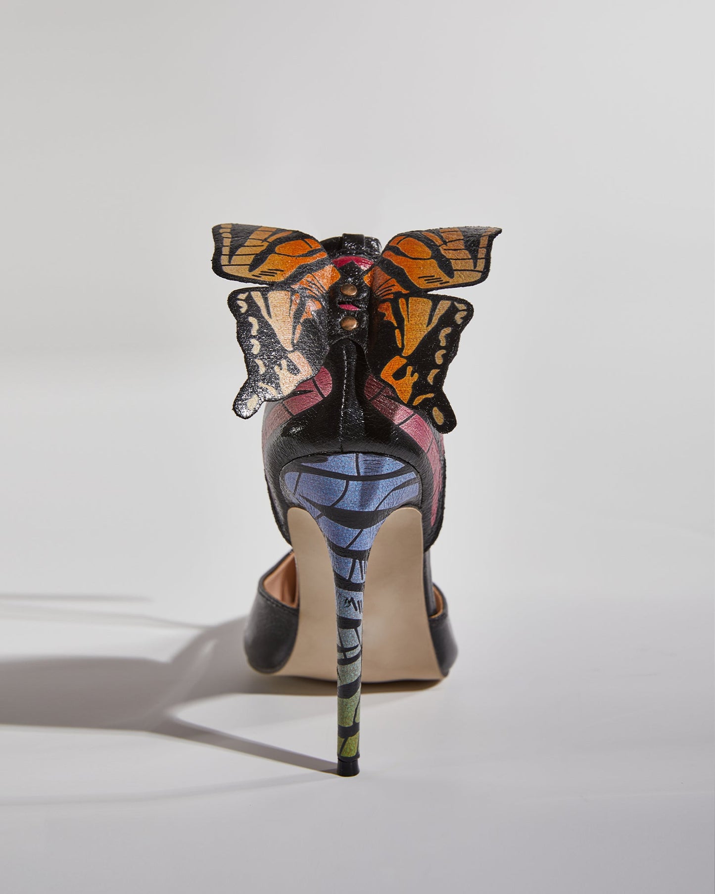 Rossa Butterfly Print Strap Pumps In Black