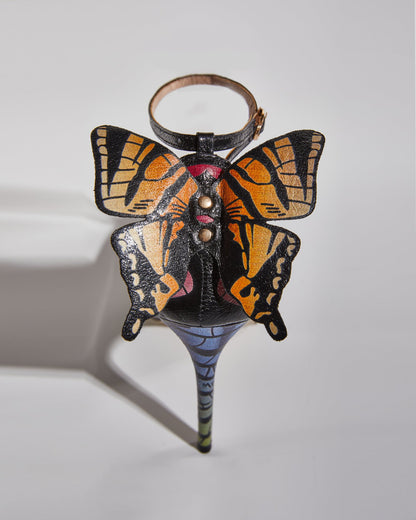 Rossa Butterfly Print Strap Pumps In Black