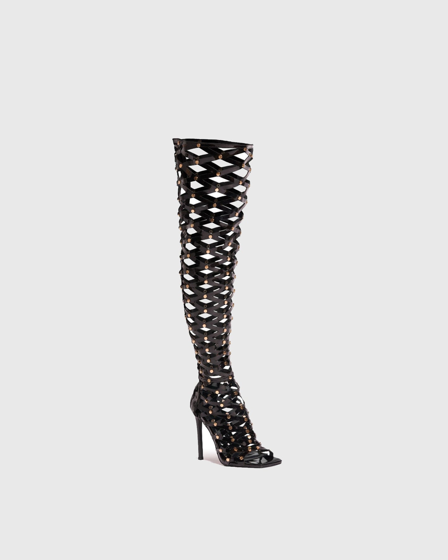 Rossella Cutout Caged Knee High Boots
