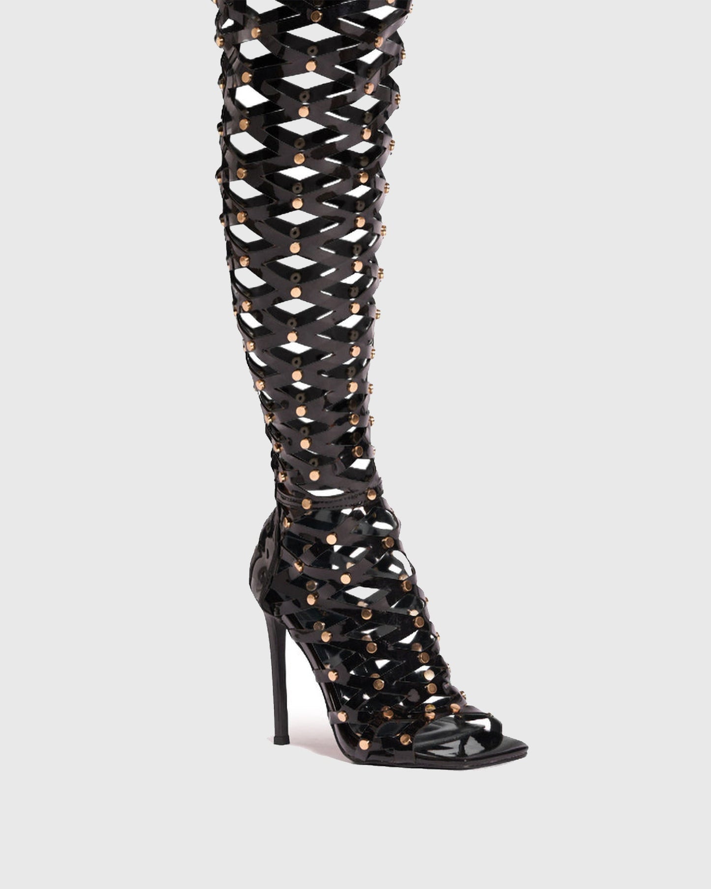 Rossella Cutout Caged Knee High Boots
