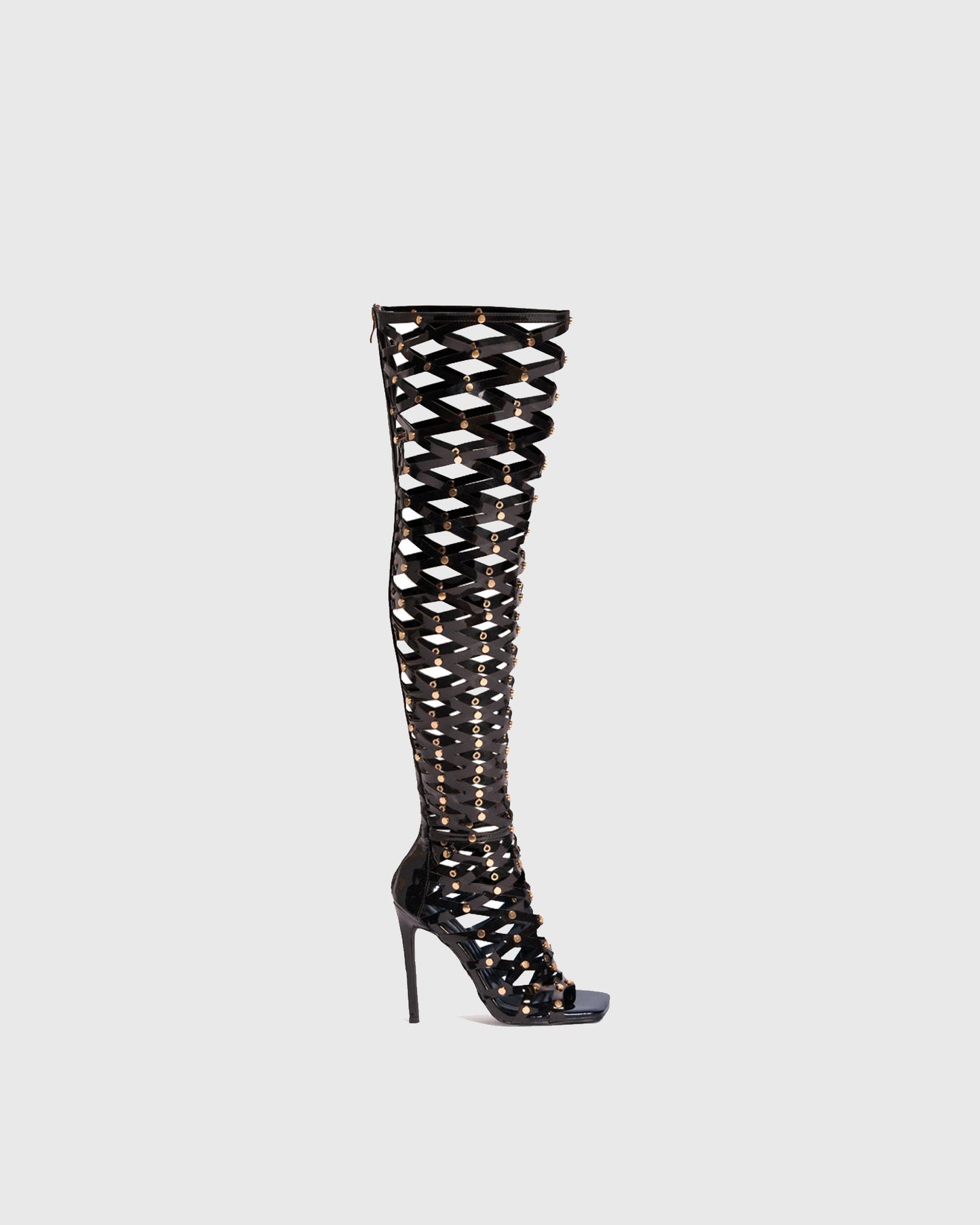 Rossella Cutout Caged Knee High Boots