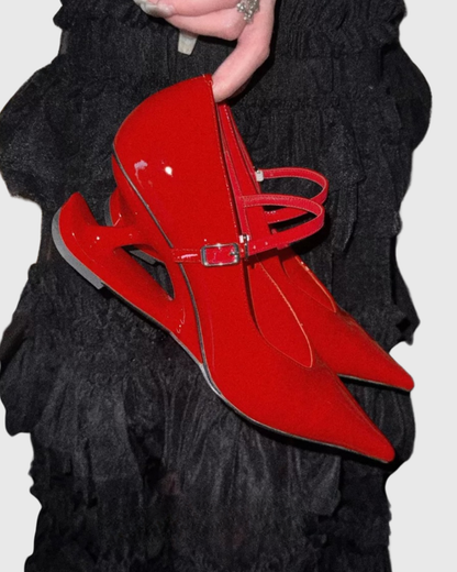 Ruth Leather Alien Heels In Red
