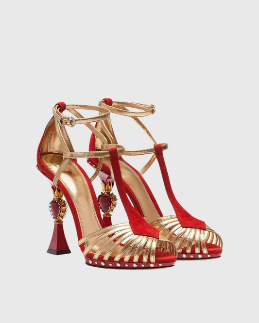 Ryan Cage Heart Sculptural Heels In Red