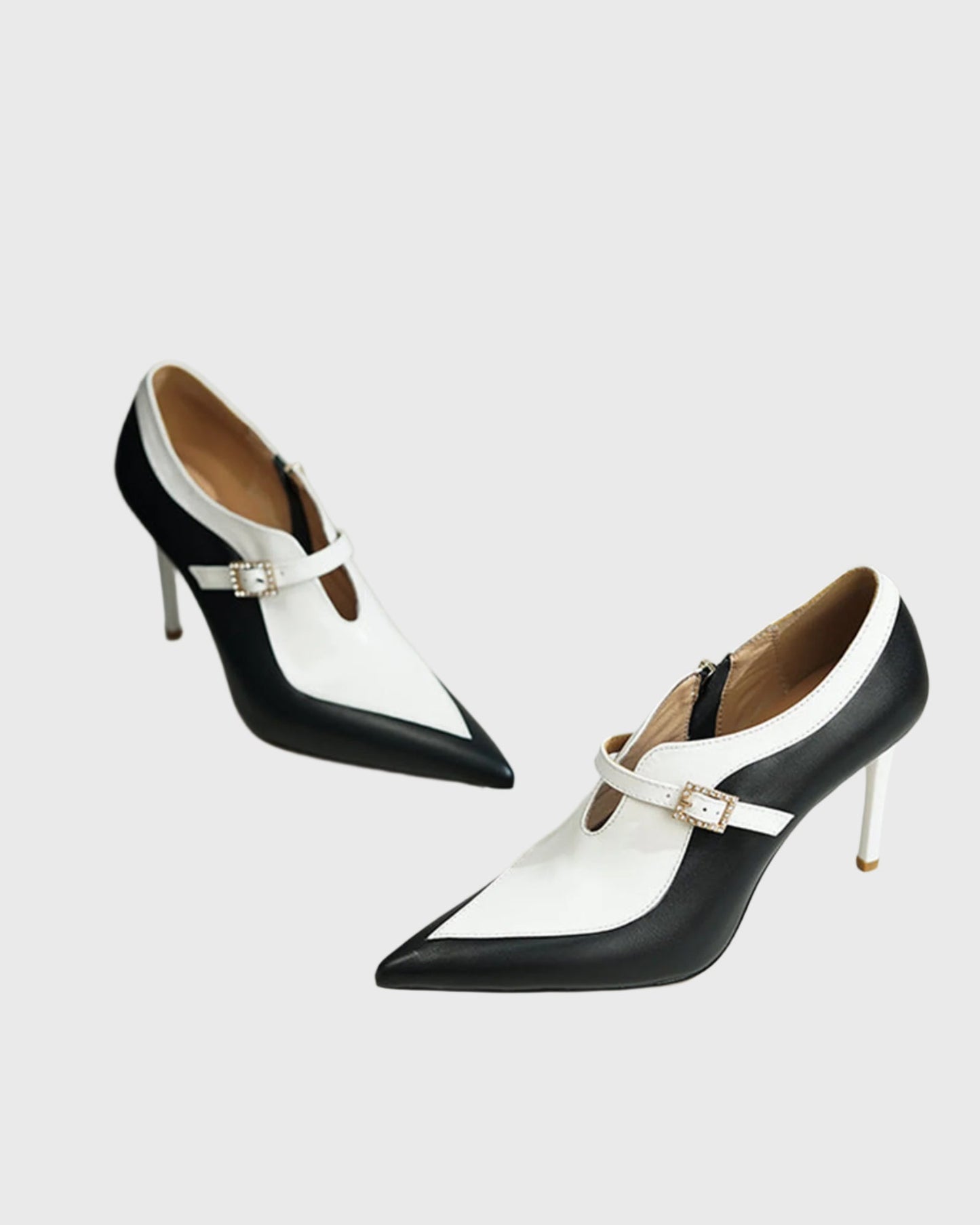 Sabah Two Tone Strap Pumps In Monochrome