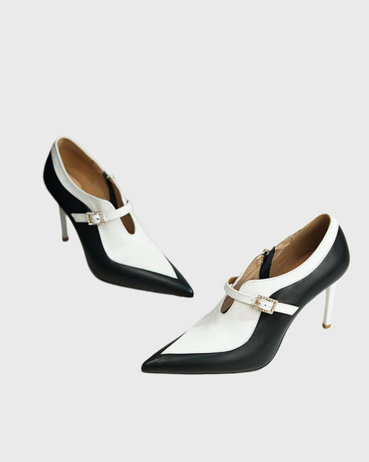 Sabah Two Tone Strap Pumps In Monochrome