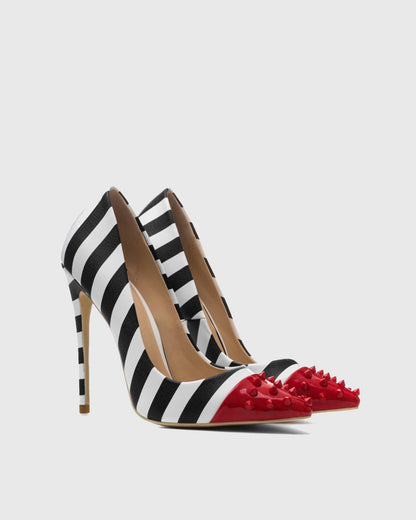 Sabina Zebra Stripe Red Toe Pumps