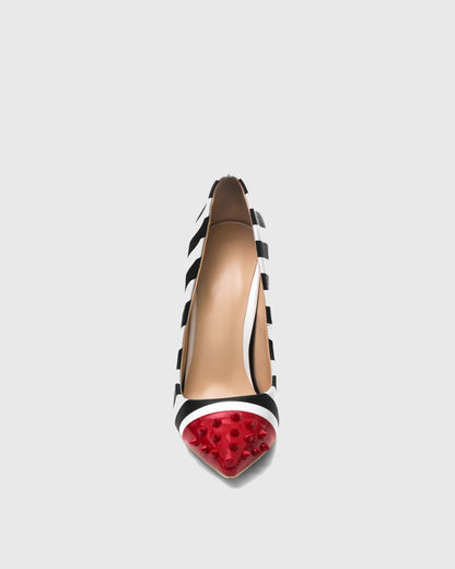 Sabina Zebra Stripe Red Toe Pumps