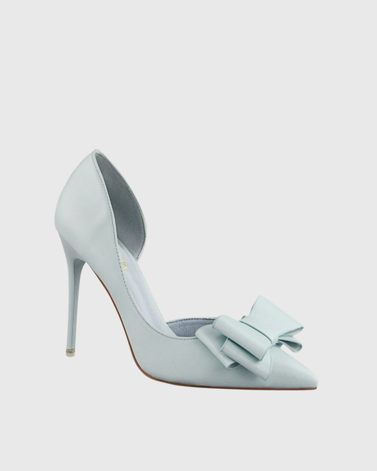 Sabri Bow Satin Irregular Pumps In Mint