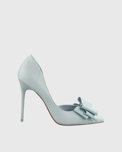 Sabri Bow Satin Irregular Pumps In Mint