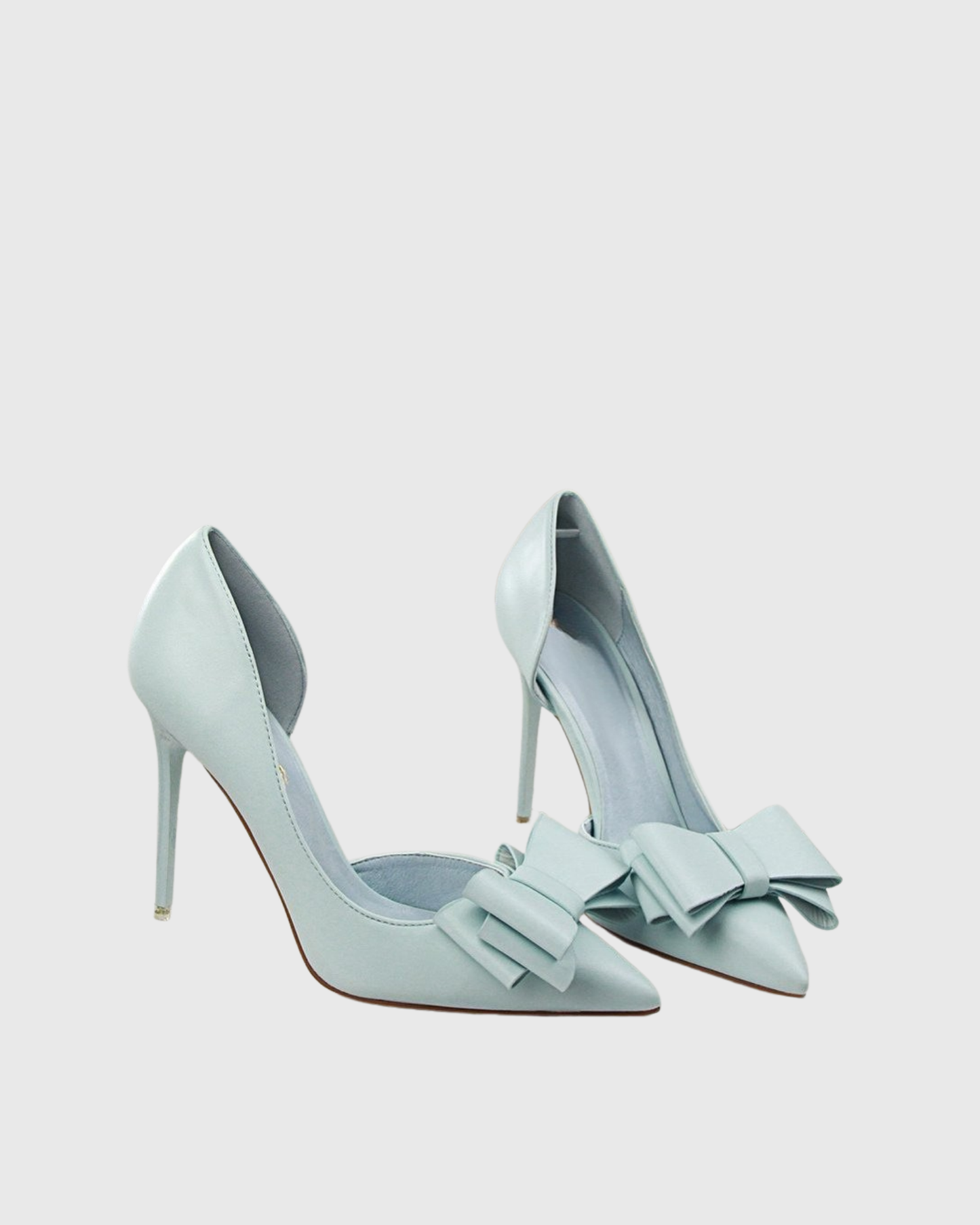 Sabri Bow Satin Irregular Pumps In Mint