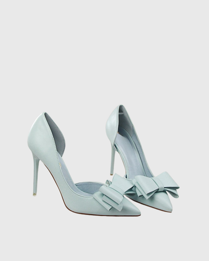 Sabri Bow Satin Irregular Pumps In Mint