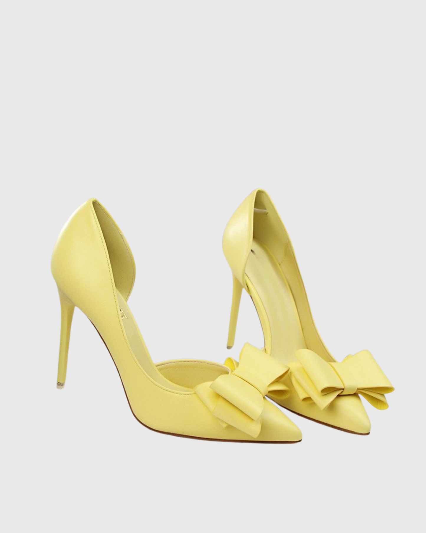 Sabri Bow Satin Irregular Pumps In Yellow