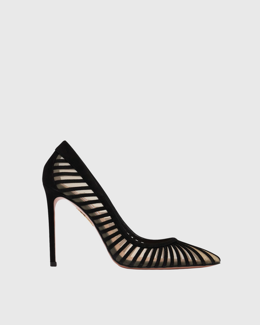 Sada Stripe Mesh Pumps In Black