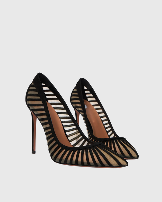 Sada Stripe Mesh Pumps In Black