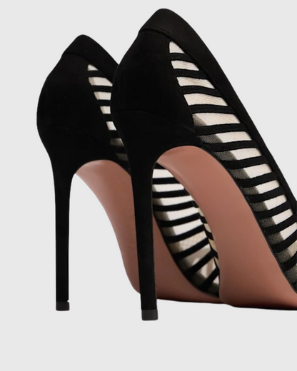 Sada Stripe Mesh Pumps In Black