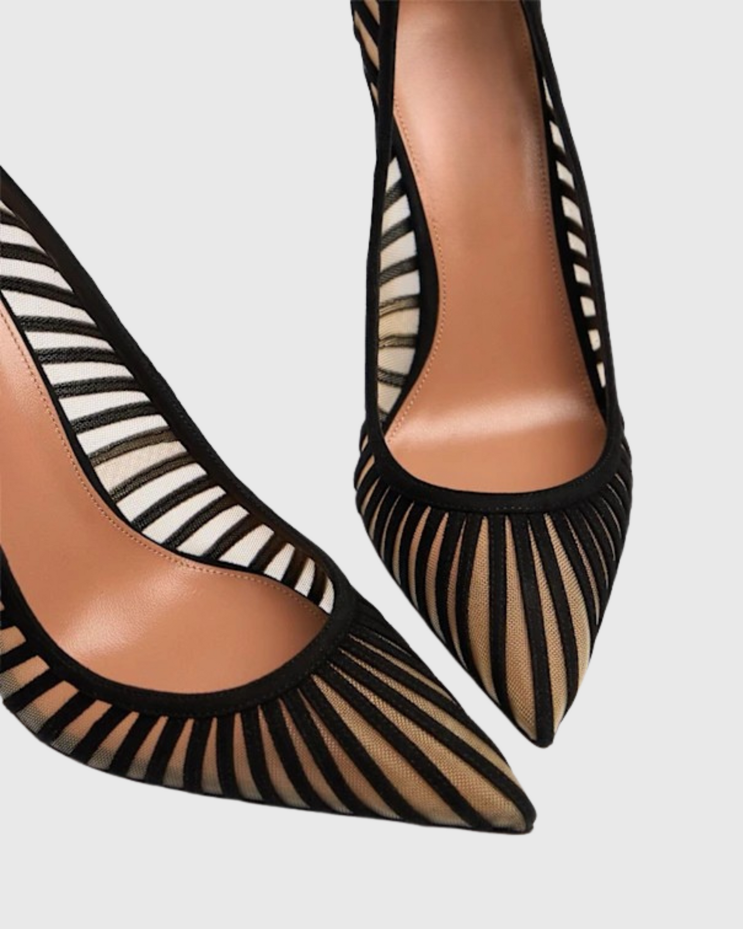 Sada Stripe Mesh Pumps In Black
