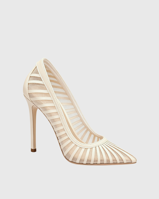 Sada Stripe Mesh Pumps In White