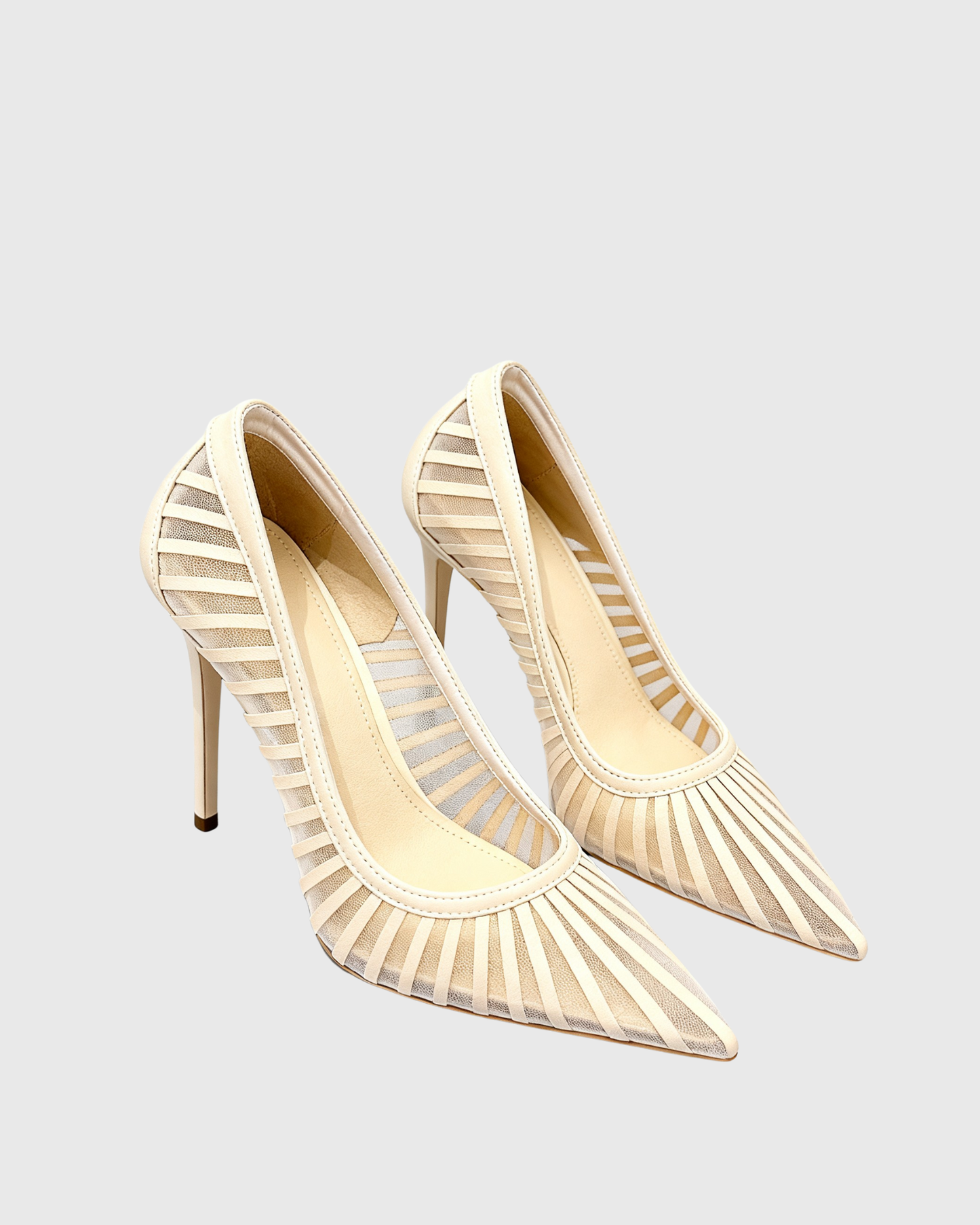 Sada Stripe Mesh Pumps In White