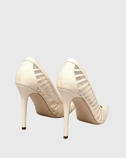 Sada Stripe Mesh Pumps In White