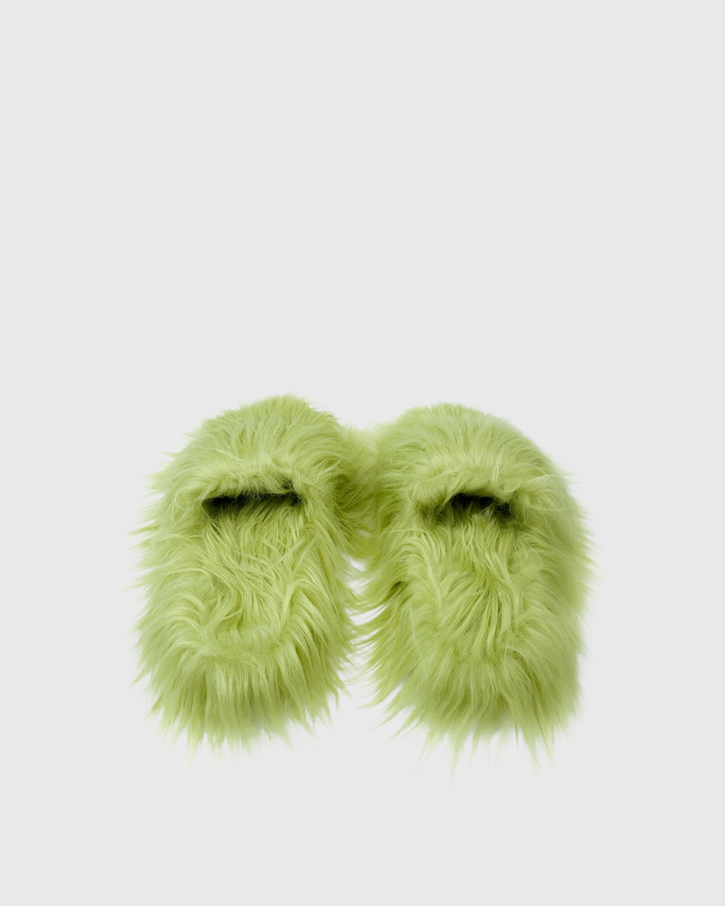 Sadaf Faux Fur Slippers In Olive