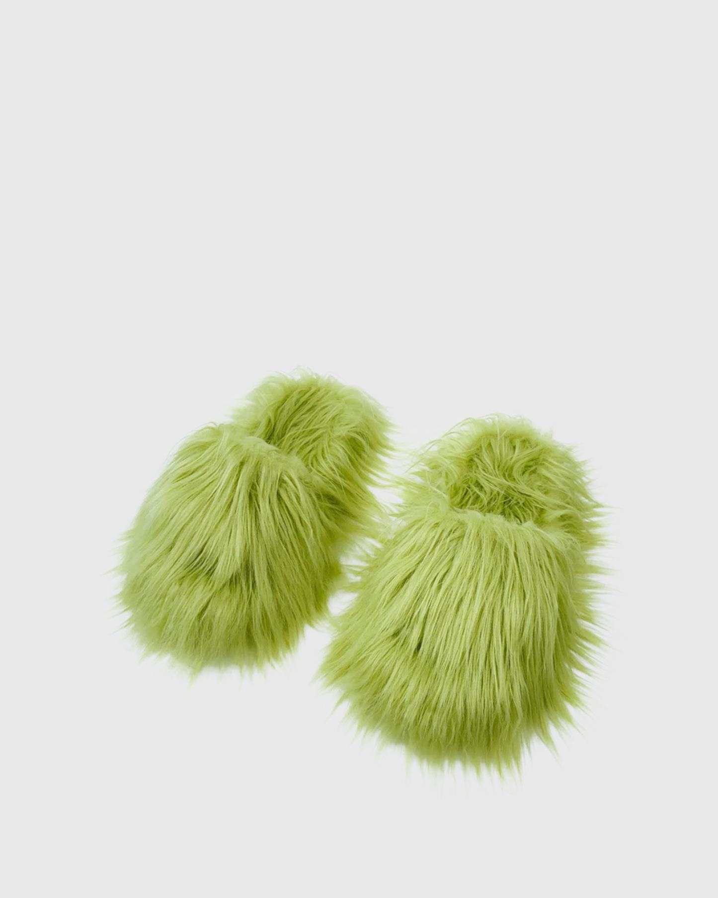 Sadaf Faux Fur Slippers In Olive