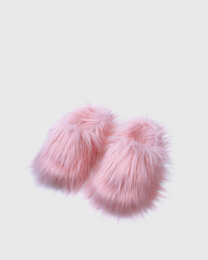 Sadaf Faux Fur Slippers In Pink