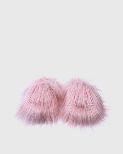 Sadaf Faux Fur Slippers In Pink