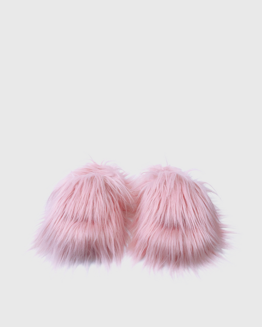 Sadaf Faux Fur Slippers In Pink
