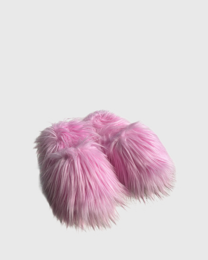 Sadaf Faux Fur Slippers In Pink