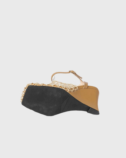 Serah Fishnet Strap Wedge Sandals