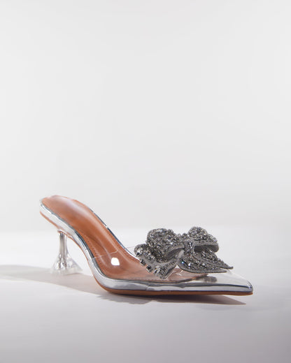 Sadzi Diamond Bow Pvc Slingback Sandals