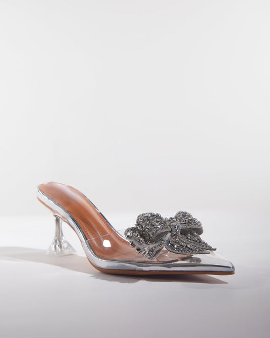 Sadzi Diamond Bow Pvc Slingback Sandals