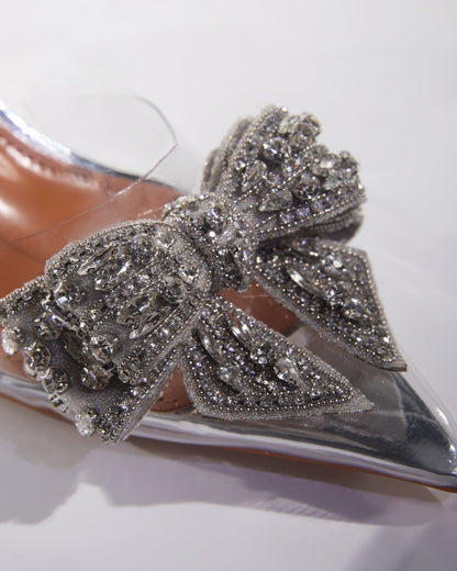 Sadzi Diamond Bow Pvc Slingback Sandals