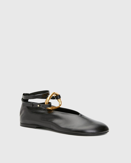 Saga Metal Ring Strap Ballet Flats