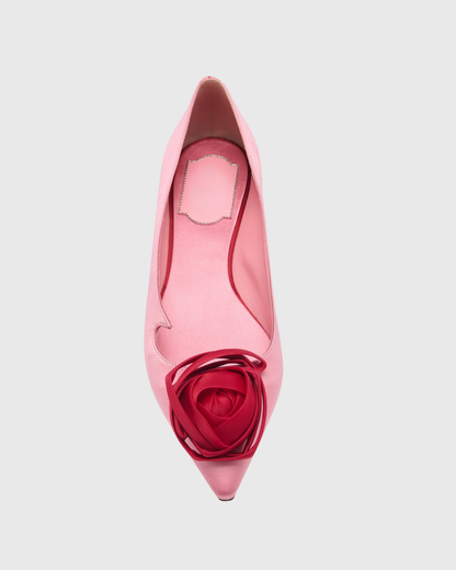 Sage Rose Satin Ballet Flats In Pink