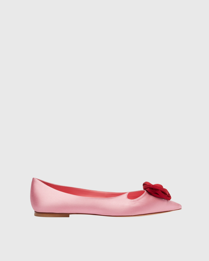 Sage Rose Satin Ballet Flats In Pink