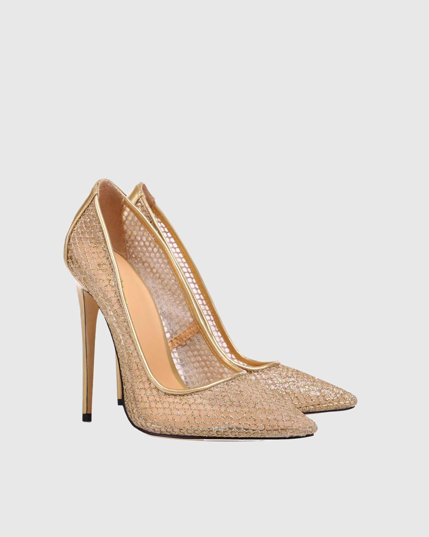 Sahar Sparkle Fishnet Pumps In Champagne