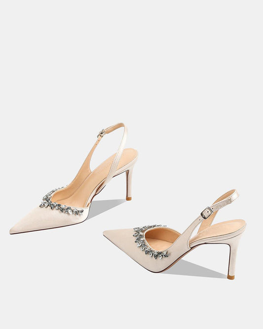 Sai Diamond Vine Slingback Pumps In Champagne