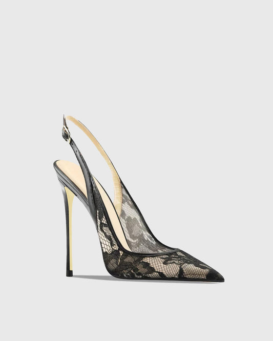 Saidi Lace Slingback Pumps In Black