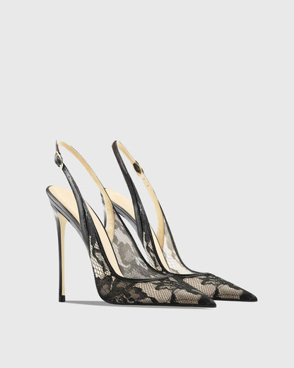 Saidi Lace Slingback Pumps In Black