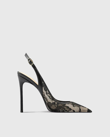 Saidi Lace Slingback Pumps In Black