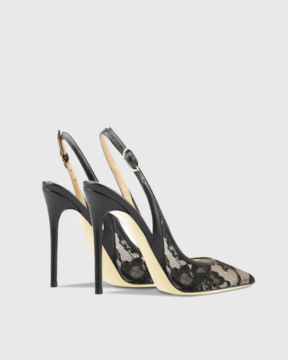 Saidi Lace Slingback Pumps In Black
