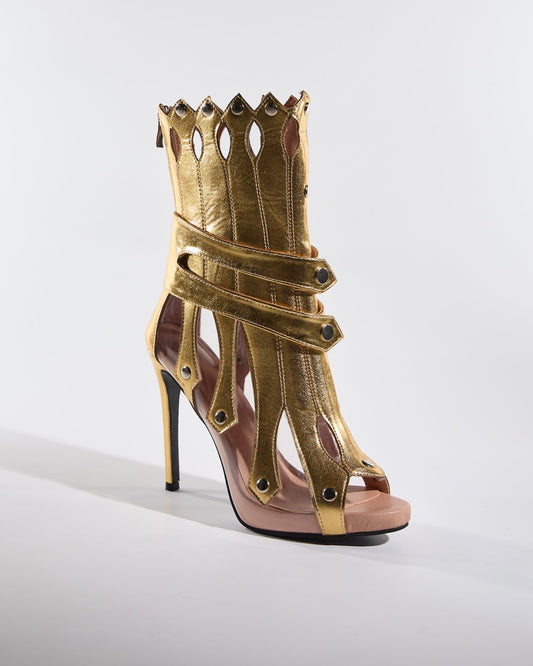Saige Cutout Deconstruct Ankle Boots In Gold