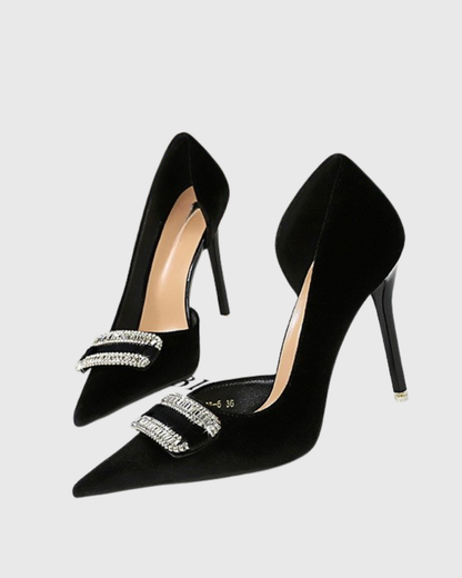 Saige Rhinestone Side Cut Pumps In Black