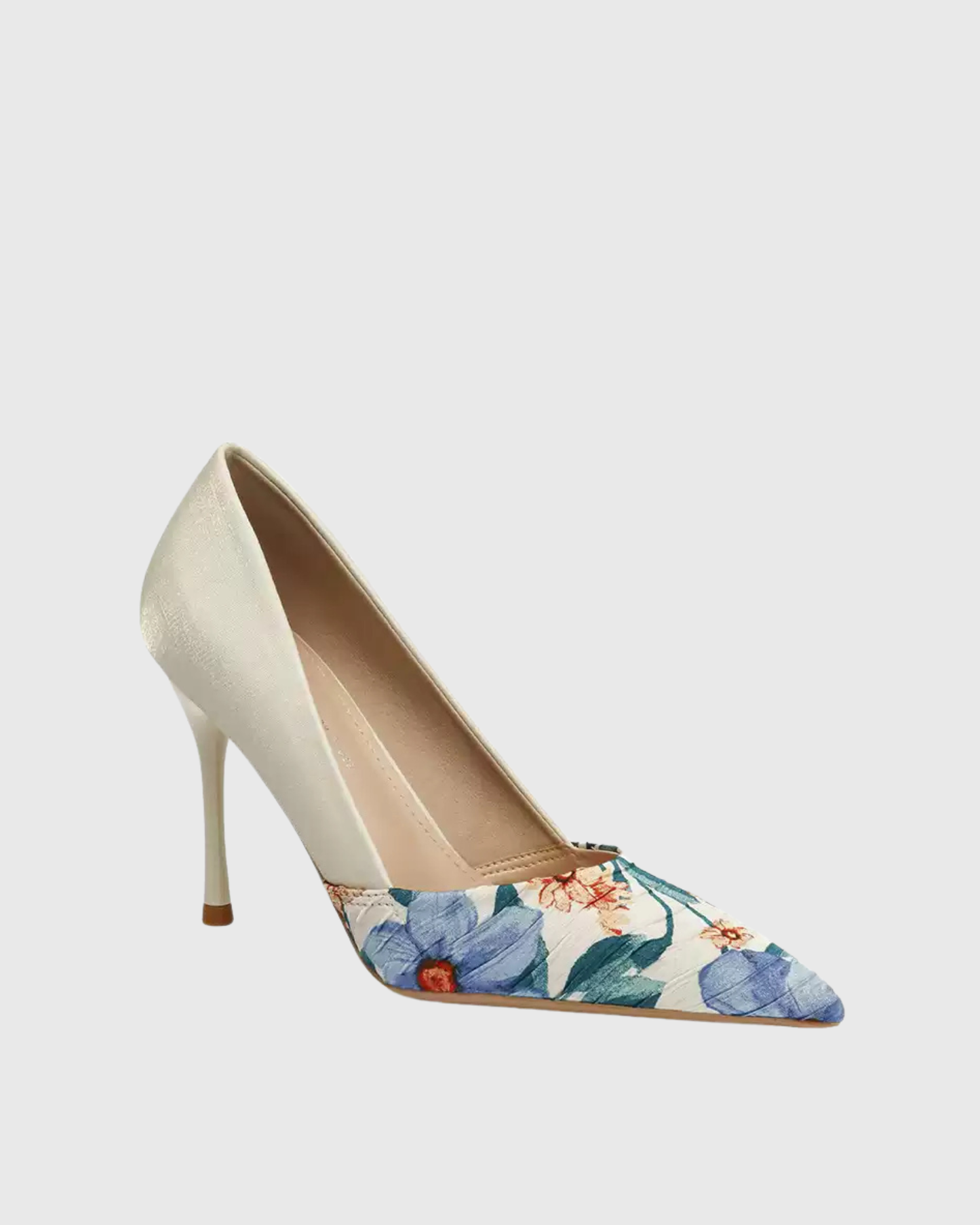 Saima Floral Print Splicing Pumps In White