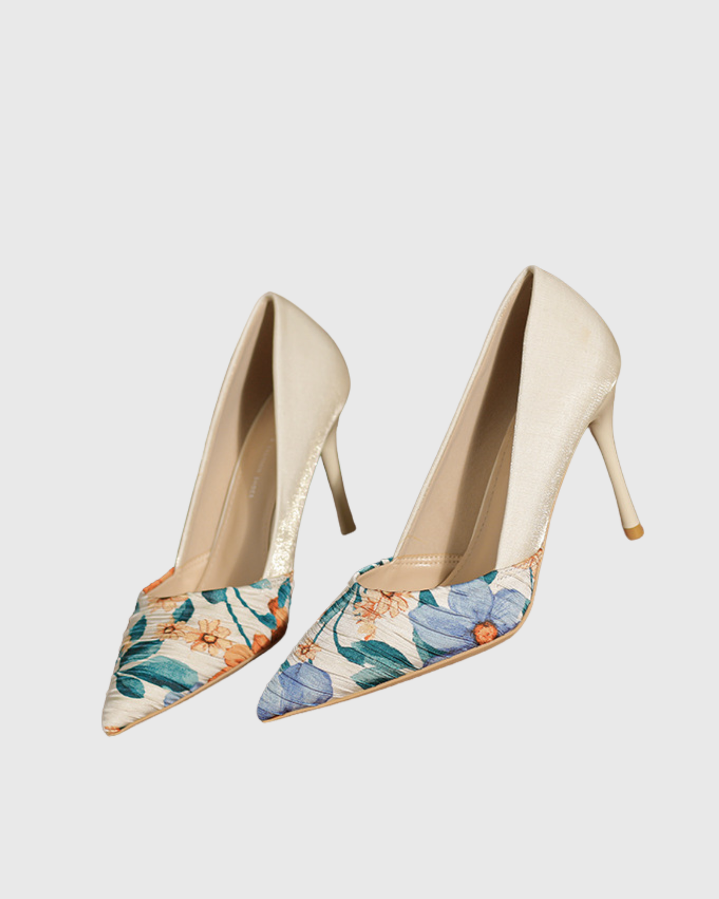 Saima Floral Print Splicing Pumps In White
