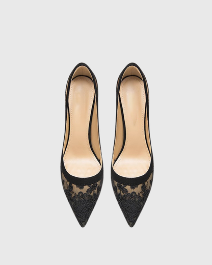 Saima Lace Cutout Pumps In Black