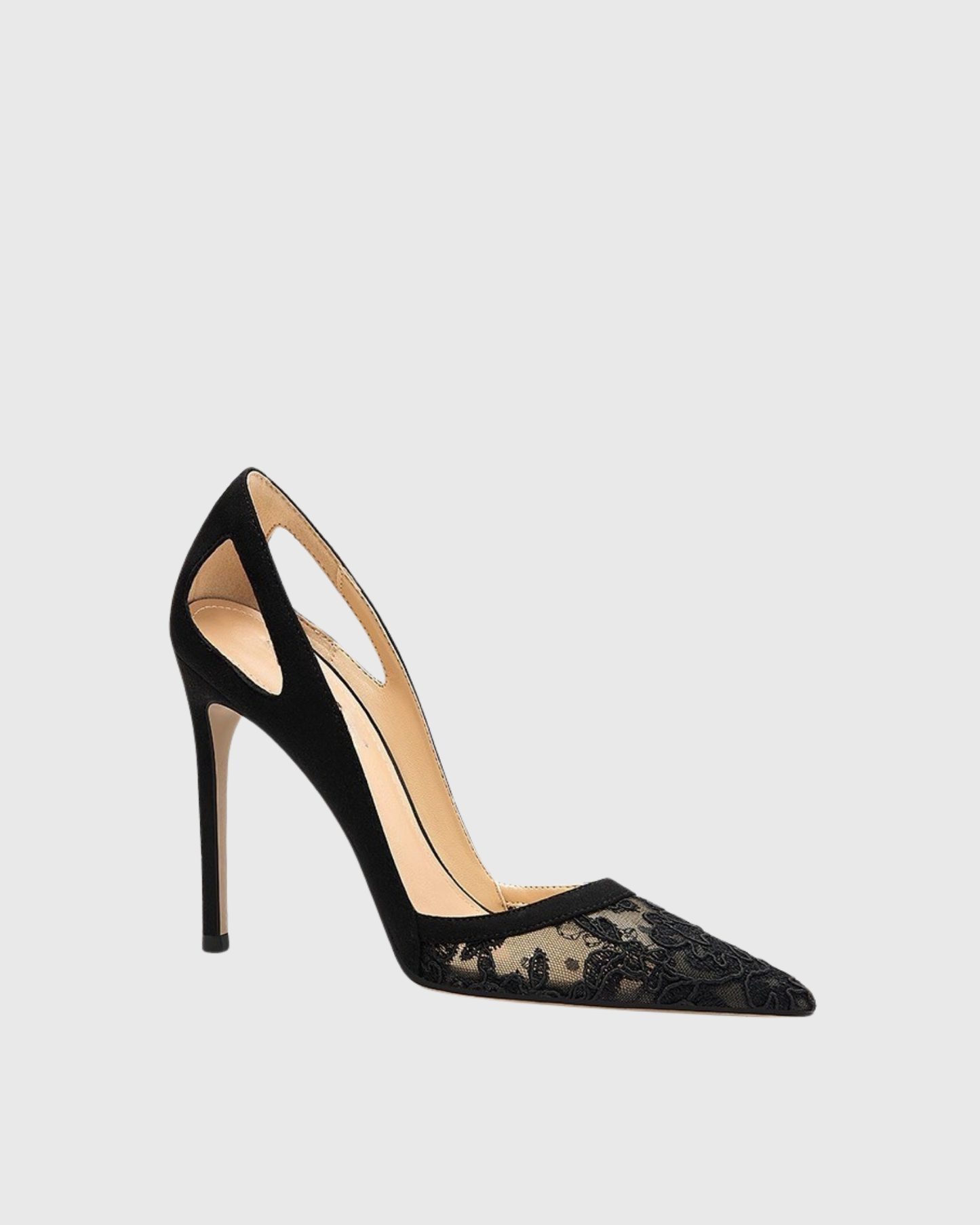 Saima Lace Cutout Pumps In Black